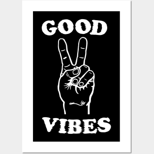 Good vibes white peace sign Posters and Art